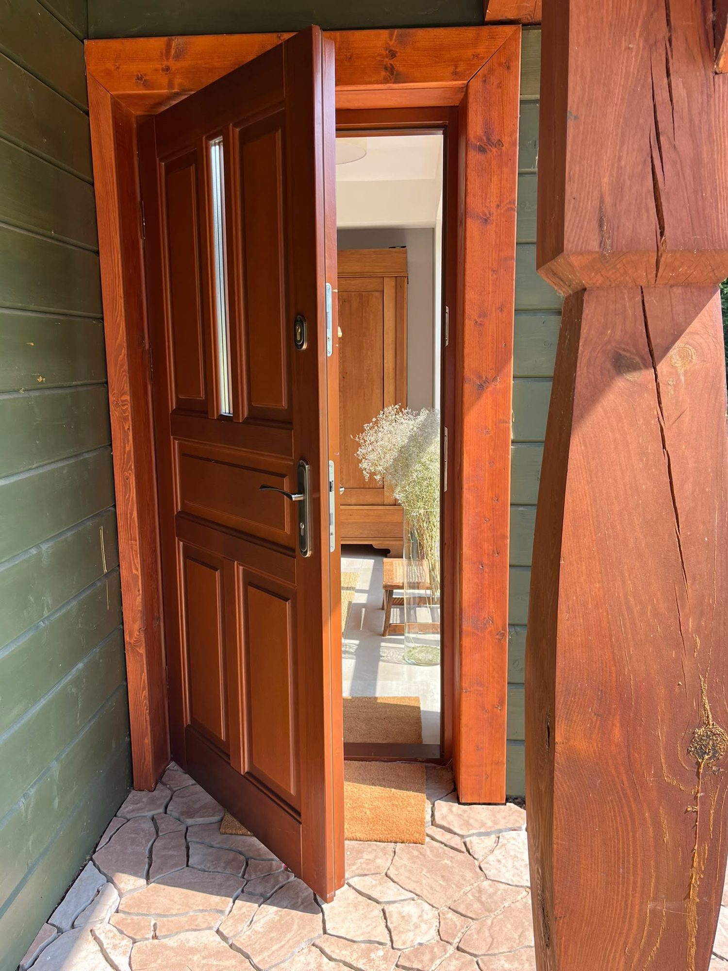 Wooden entrance door detail