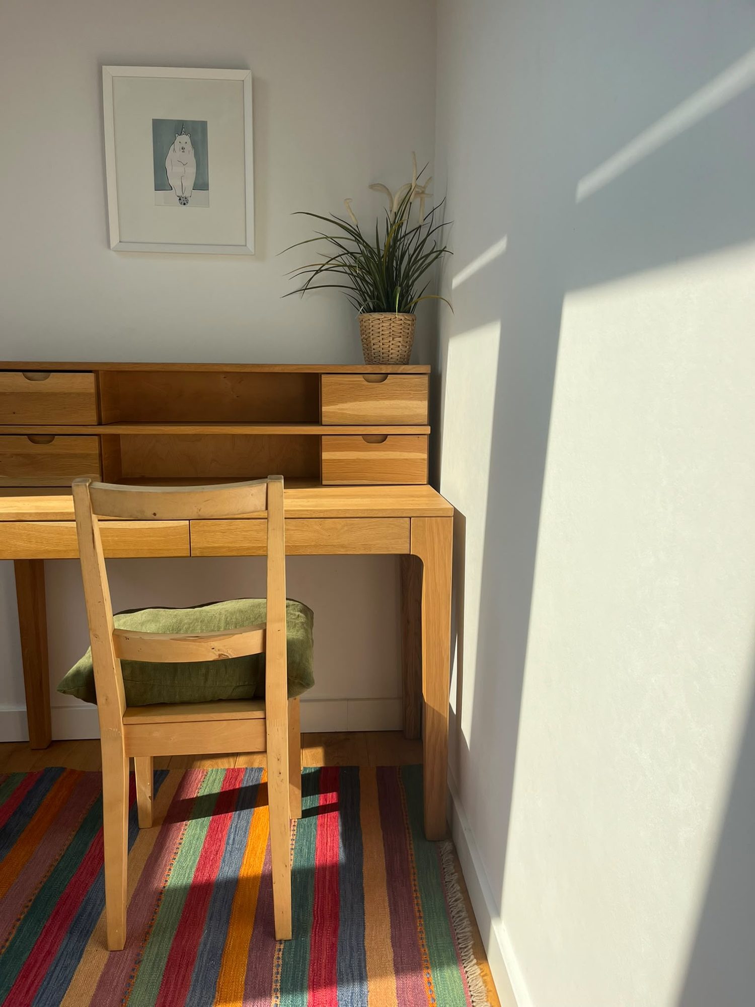 A small desk in the corner